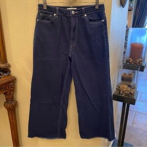 FOREVER 21 Blue Wide Leg Baggy Raw Hem Cropped Jeans Size 27